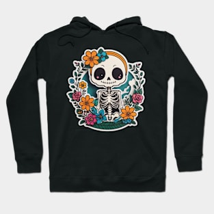 Cute floral kawaii skeleton No.10 Hoodie